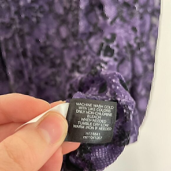 LANE BRYANT Plus Size Purple Black Snake Snakeskin Animal Cutout Long Sleeve Top - Picture 10 of 12